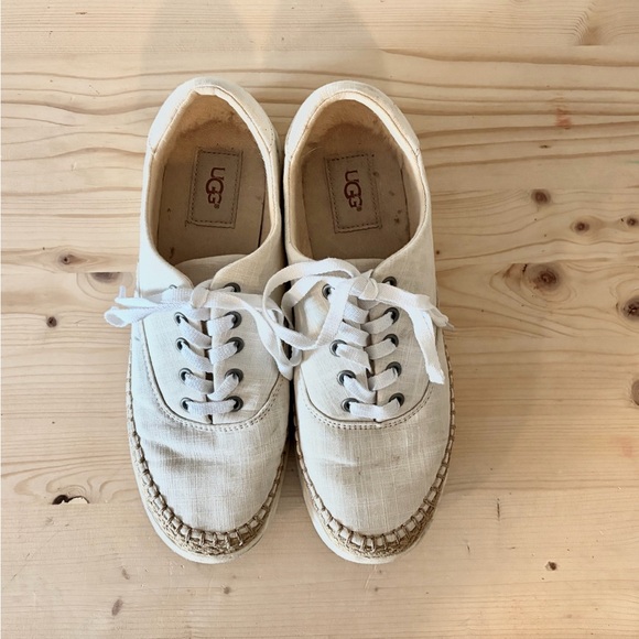 UGG Eyan II Women's Beige Canvas Lace Up Shoes Sneakers Jute Women’s 8 - Picture 2 of 7